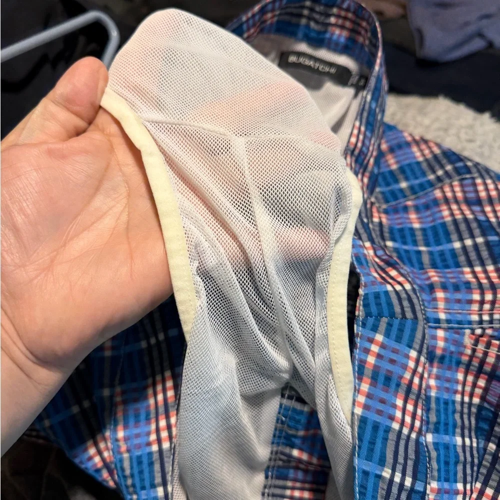 Bugatchi‎ Plaid Swim Shorts Size 34 Lined Mesh Pockets